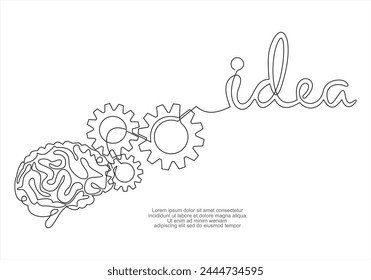 Continuous Line Drawing of Brainstorming Icon. Hand Drawn Symbol Vector Illustration.	
