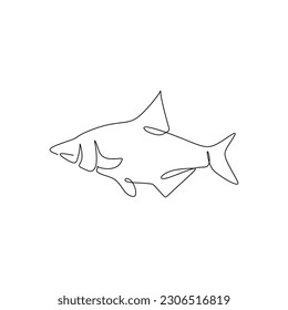 continuous line drawing of a Bream Abramis brama fish. Vector illustration isolated on white background.