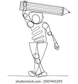 continuous line drawing bring  a pencil icon