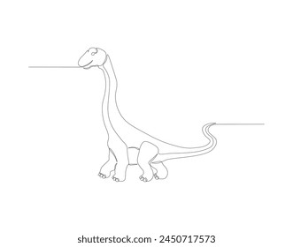 Continuous line drawing of brontosaurus. One line of brontosaurus. dinosaur concept continuous line art. Editable outline