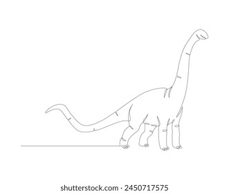 Continuous line drawing of brontosaurus. One line of brontosaurus. dinosaur concept continuous line art. Editable outline