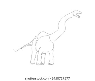 Continuous line drawing of brontosaurus. One line of brontosaurus. dinosaur concept continuous line art. Editable outline
