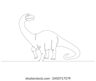Continuous line drawing of brontosaurus. One line of brontosaurus. dinosaur concept continuous line art. Editable outline