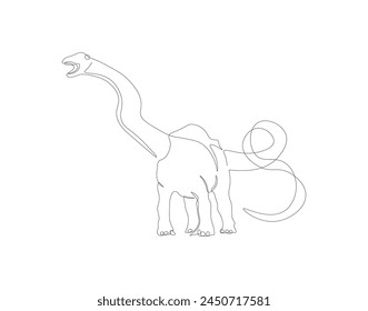 Continuous line drawing of brontosaurus. One line of brontosaurus. dinosaur concept continuous line art. Editable outline