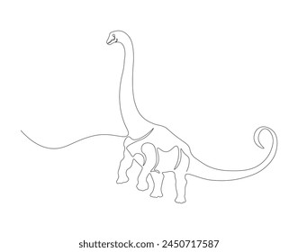 Continuous line drawing of brontosaurus. One line of brontosaurus. dinosaur concept continuous line art. Editable outline