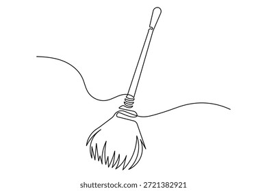 Kontinuierliche Linienzeichnung eines Besens Symbol minimalistisches Design