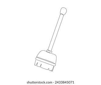 Continuous Line Drawing Of Broom. One Line Of Broom. Broom Cleaner Continuous Line Art. Editable Outline.
