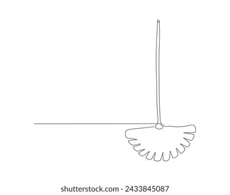 Continuous Line Drawing Of Broom. One Line Of Broom. Broom Cleaner Continuous Line Art. Editable Outline.
