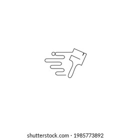 Continuous line drawing of brush with speed design, object one line, single line art, vector illustration