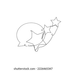 continuous line drawing bubble talk star review illustration vector