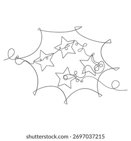 continuous line drawing bubble talk star review illustration vector