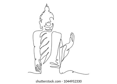 continuous line drawing of Buddha , Buddhist vector illustration.