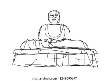 continuous line drawing of Buddha statues in Kamakura