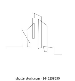 continuous line drawing of building cityscape. isolated sketch drawing of building cityscape line concept. outline thin stroke vector illustration