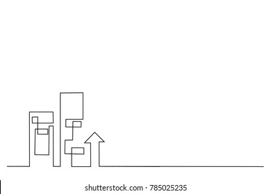 Continuous line drawing. Building Cityscape Line Art Silhouette. Vector illustration. skyscraper