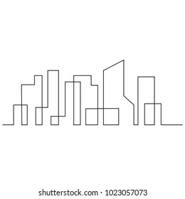 continuous line drawing of building, residential building concept, logo, symbol, construction, vector illustration simple.