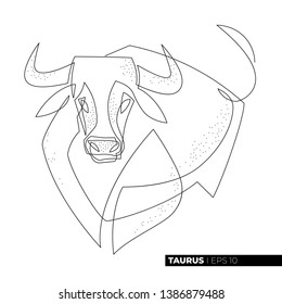 Continuous line drawing.One line drawing of bull. Concept for logo, card, banner, poster, flyer. One line Taurus design silhouette on white background. Bull logo icon designs vector.