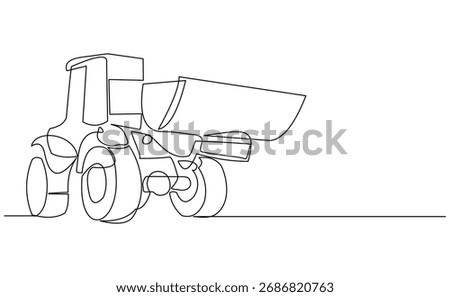 Continuous line drawing of bulldozer construction machinery vehicle. Sketch drawing editable stroke vector illustration	