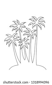 Continuous line drawing of a bunch of palm trees. 