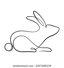 continuous line drawing of bunny calligraphy style for easter,mid autumn festival,logo,decorative,etc. 