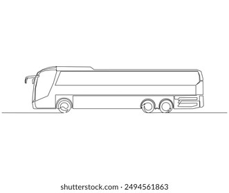 Continuous line drawing of bus. One line drawing illustration of bus transportation. Vehicle, Transportation travel concept line art. Editable outline