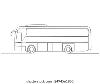 Continuous line drawing of bus. One line drawing illustration of bus transportation. Vehicle, Transportation travel concept line art. Editable outline