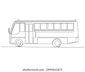 Continuous line drawing of bus. One line drawing illustration of bus transportation. Vehicle, Transportation travel concept line art. Editable outline