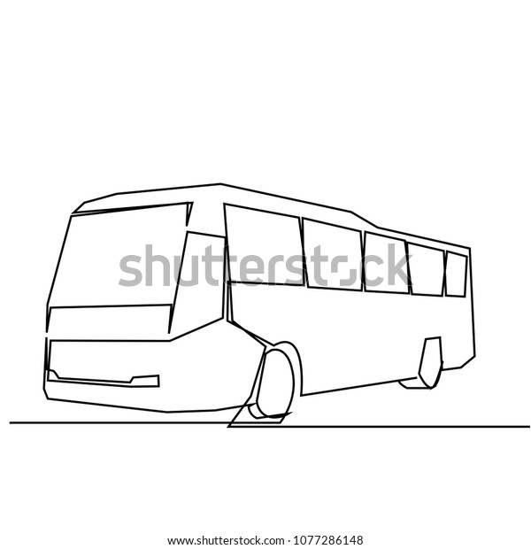 Continuous Line Drawing Bus Vector Illustration Stock Vector (Royalty ...