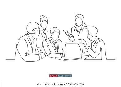 Continuous line drawing of business brief, presentation or training. Template for your design works. Vector illustration.