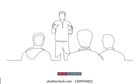 Continuous Line Drawing Of Business Brief, Presentation Or Training. Template For Your Design Works. Vector Illustration.