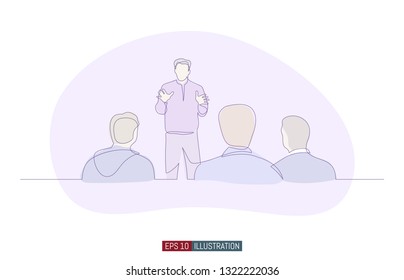 Continuous line drawing of business brief, presentation or training. Template for your design works. Vector illustration.