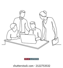 Continuous Line Drawing Of Business Brief, Presentation Or Training. Template For Your Design Works. Vector Illustration.