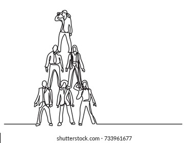 continuous line drawing of business concept - business team standing together