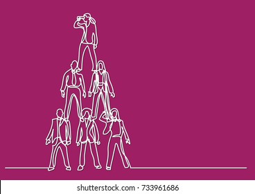 continuous line drawing of business concept - business team standing together