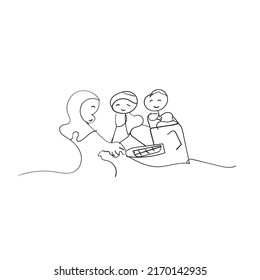 Continuous line drawing. business discussion in working group. Illustration icon vector