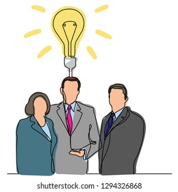continuous line drawing of business executives with idea