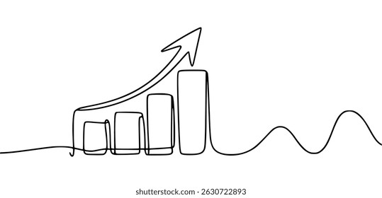 Continuous line drawing of business growth and market trend