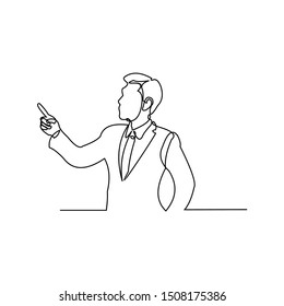 continuous line drawing of business man thinking