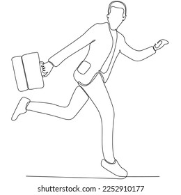
continuous line drawing of business man jumping happy vector illustration