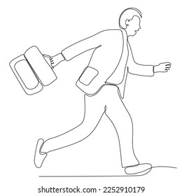 
dibujo de línea continua del hombre de negocios salto ilustración vector feliz