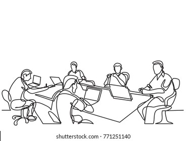 continuous line drawing of business meeting