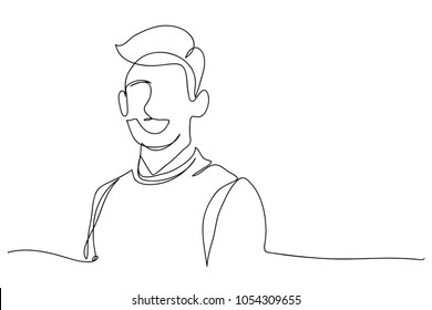 Continuous line drawing of business men Happy smiling illustrations vector