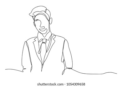 Continuous line drawing of business men Happy smiling illustrations vector