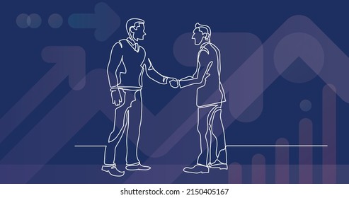 kontinuierliche Zeichnung von Geschäftsleuten auf Handschüttelung