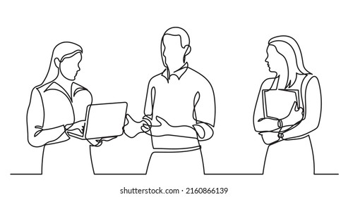 Continuous Line Drawing Of Business People Talking