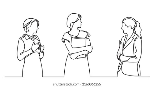 continuous line drawing of business people talking