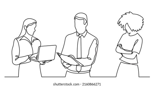 continuous line drawing of business people talking