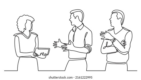 continuous line drawing of business people talking