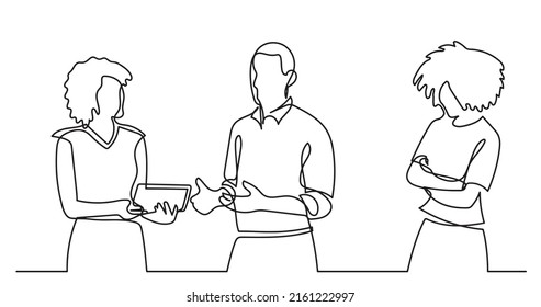 Continuous Line Drawing Business People Talking Stock Vector (Royalty ...