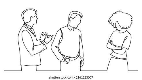 continuous line drawing of business people talking